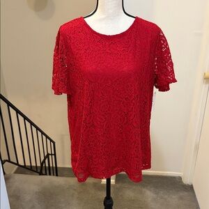 Liz Claiborne Red Lace Blouse